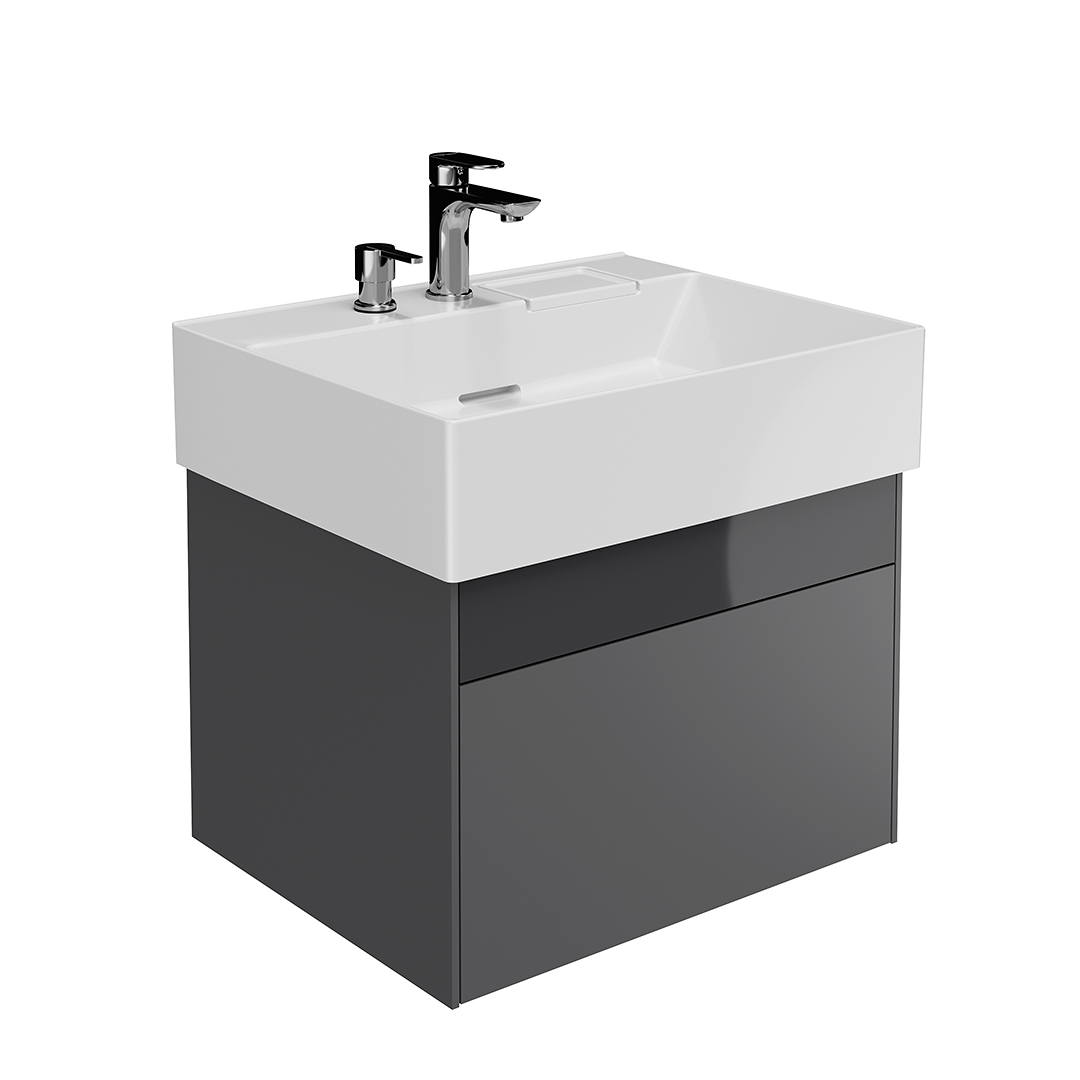 Тумба LOGICA подвесная 2 ящика 60 см, стальной серый