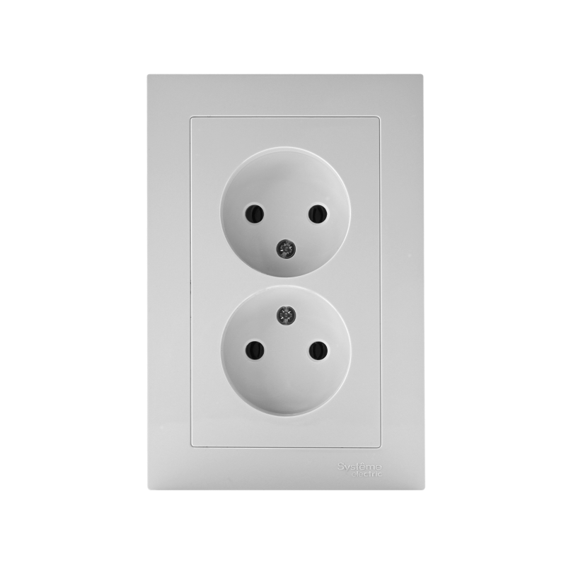 Розетка 2-м СП AtlasDesign 16А IP20 без заземл. в сборе бел. SE ATN000120