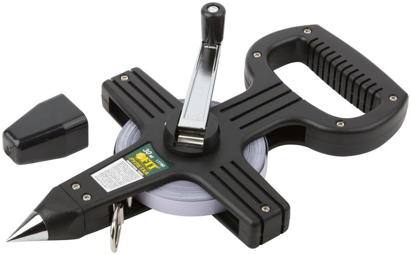 Рулетка геодезическая 30м стальная лента открытый пластик. корпус черн. FIT 17780