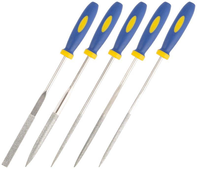 Набор надфилей алмазных мягкая ручка 3х140/50мм (уп.5шт) FIT 42173