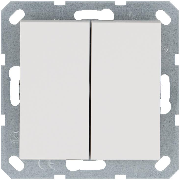 Кнопка 2-кл. 10А IP20 с переключающим контактом механизм бел. глянцевый Jasmart G3020W