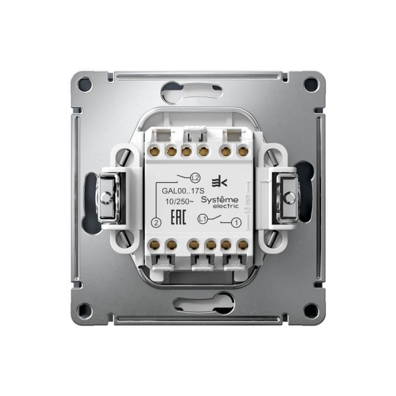 Выключатель кнопочный 2-кл. ArtGallery 10AX быстрозажим. клем. механизм грифель SE GAL000717S