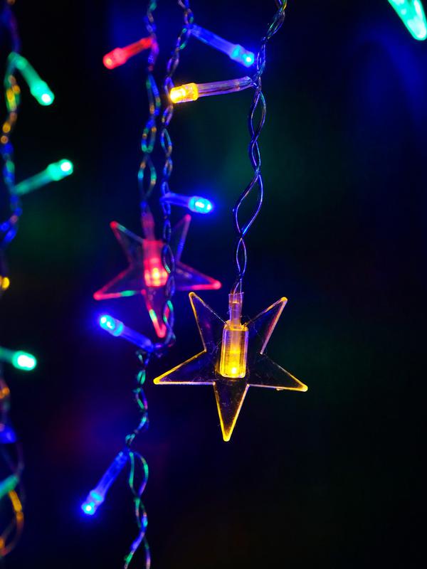 Гирлянда "Бахрома" DICLD-100M-C 100 мультиколорт светодиодов 1.7х0.5м с насадками SHLights 4690601047199