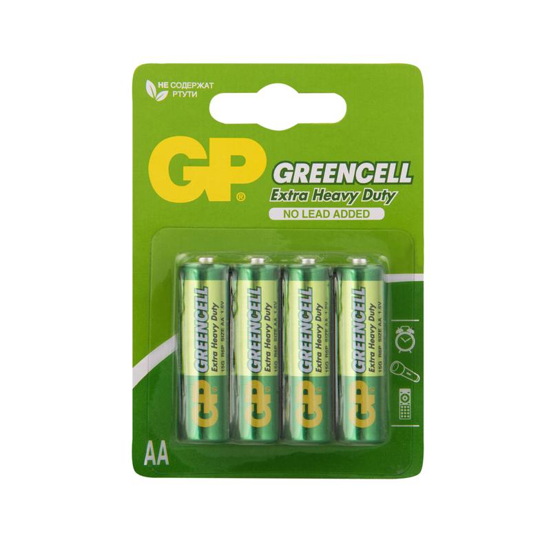Элемент питания солевой AA/R6 1.5В GreenCell (блист.4шт) GP 2769