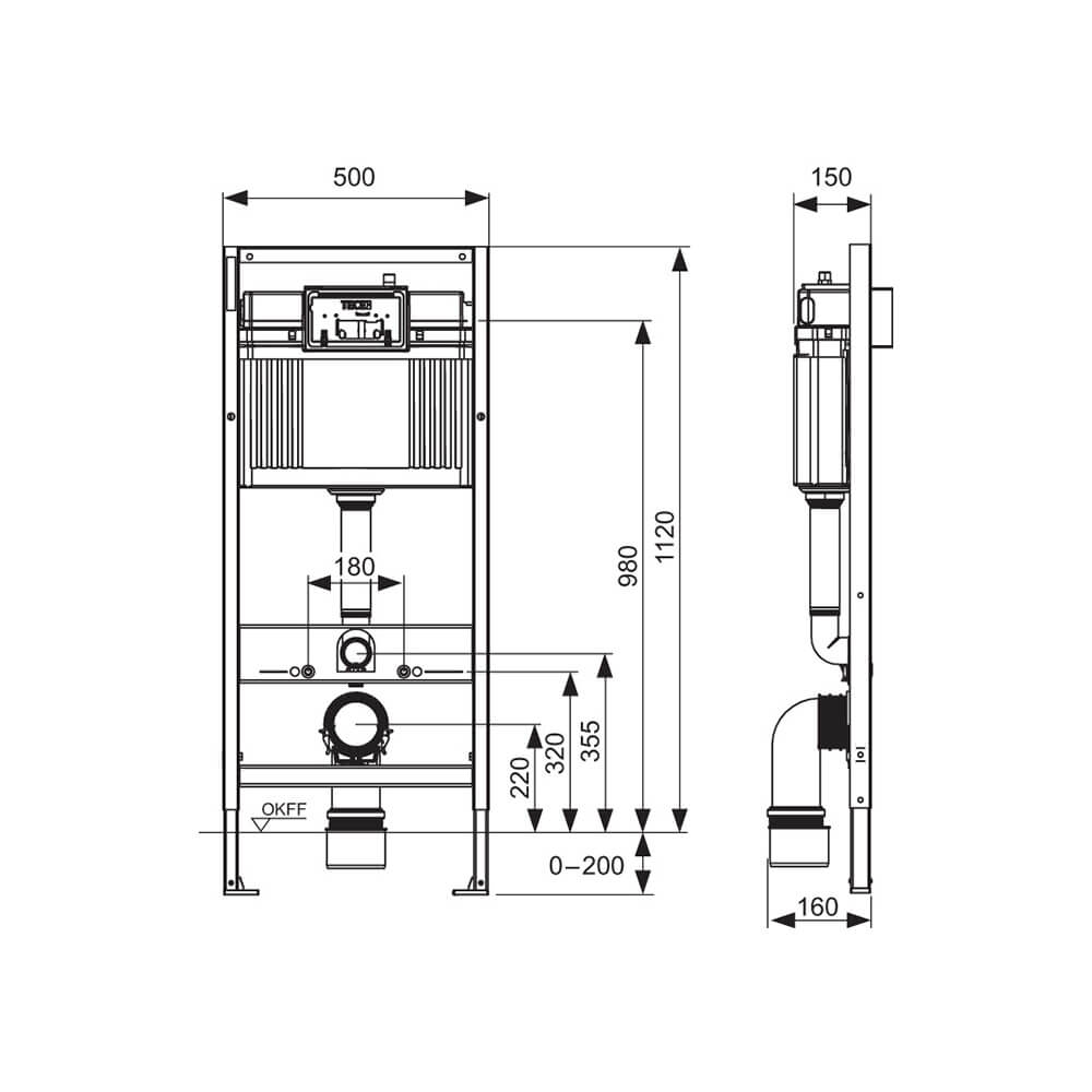 Комплект инсталляция TECE Base K440417 с белой кнопкой