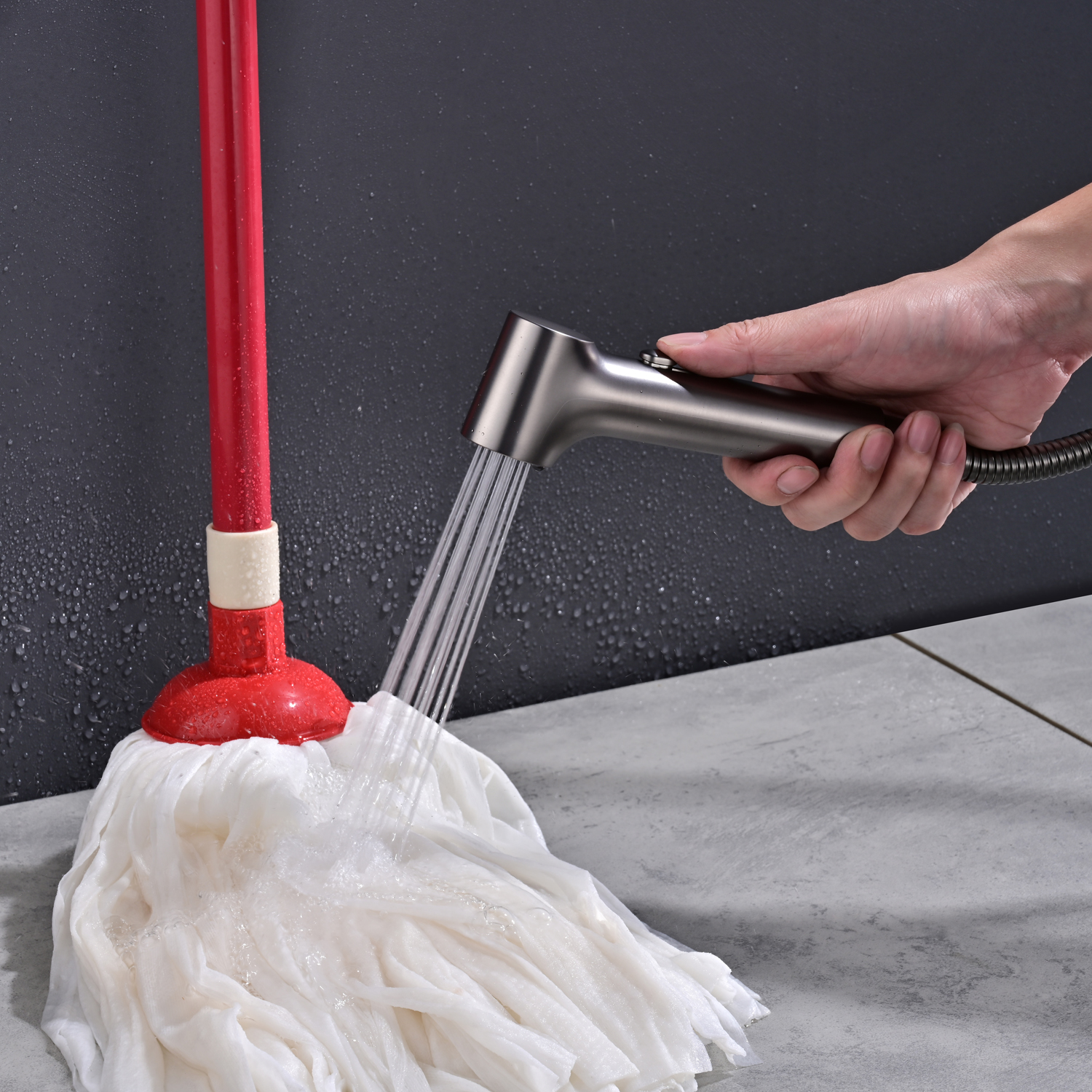 Гигиенический душ со смесителем Rose R235T, оружейная сталь