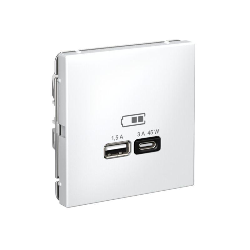 Розетка USB ArtGallery тип A+C 45Вт QC PD высокоскор. ЗУ механизм лотос SE GAL001329