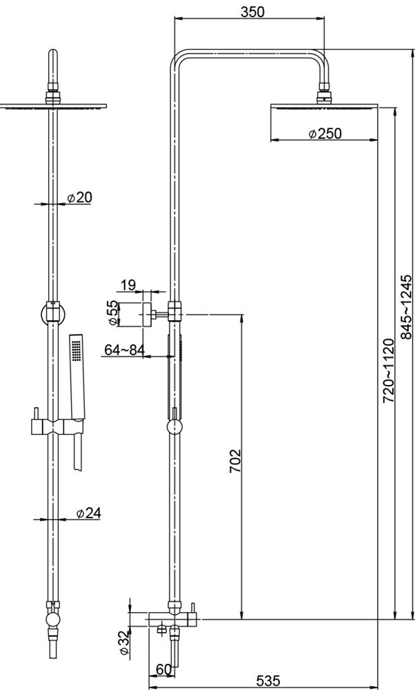 Душевая система Paini RST4 50CR191ART2P3 без смесителя