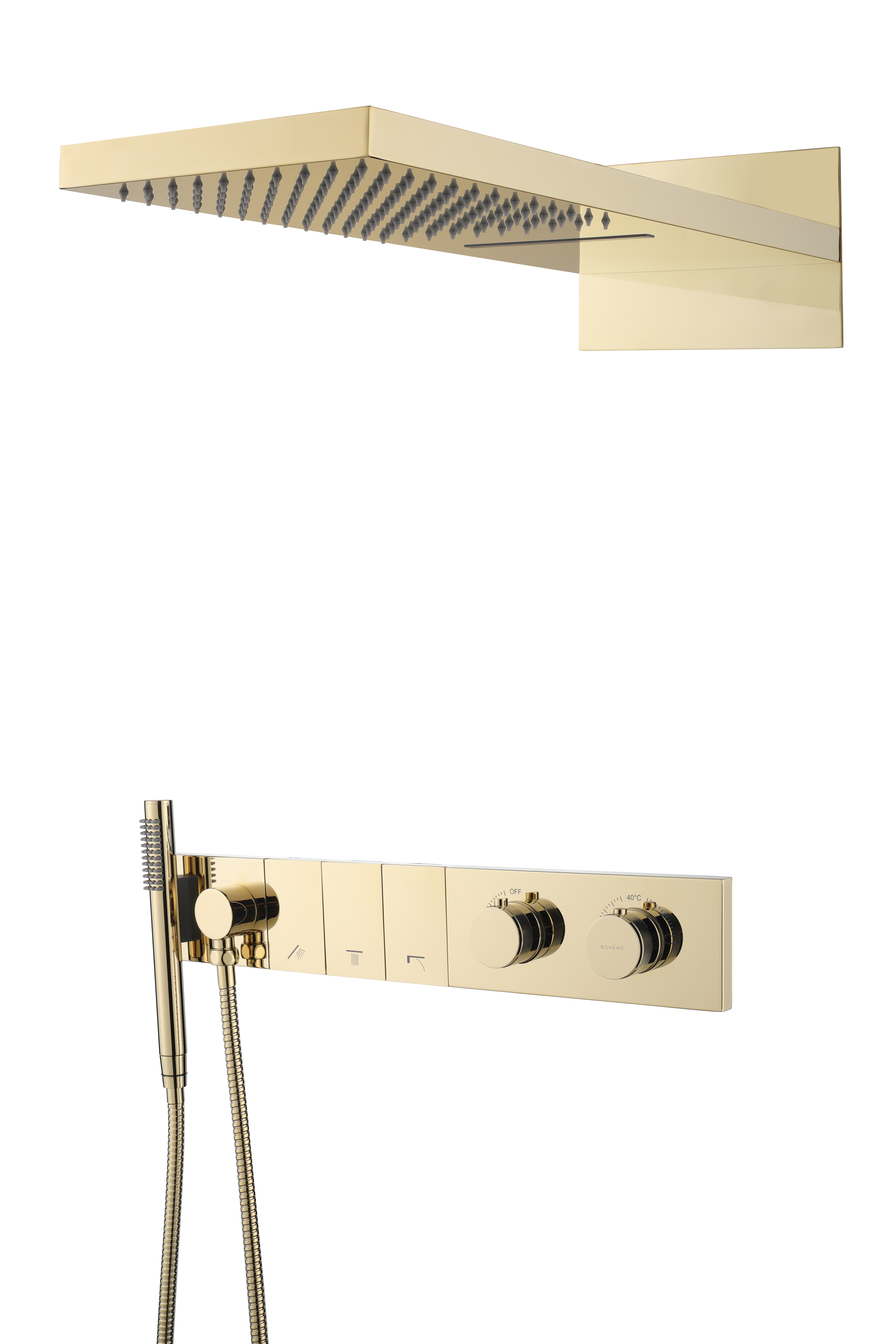 Встроенная душевая система  ZODIAC с термостатом, трехпозиционная SHINE GUN METAL