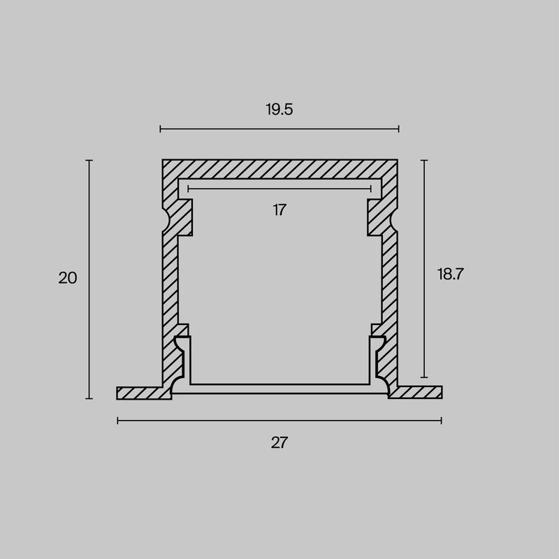Профиль алюминиевый встраив. 27х20 Maytoni ALM-2720-S-2M