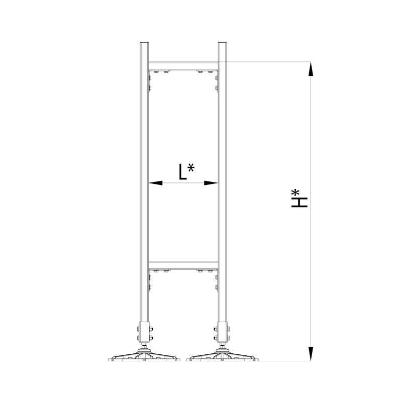 Конструкция опорная для горизонт. прямоугольн. воздуховодов и метал. лотков кабеленесущих систем TECHNORAPTOR FOOT 350х1500 HD КМ TR0293