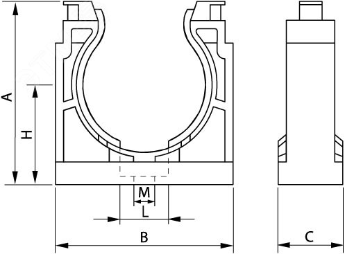 Держатель DN 23мм полиамид черный