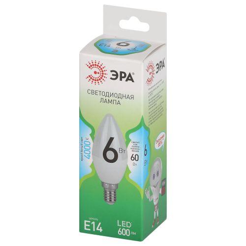 Лампа светодиодная GREEN LINE B35-6W-840-E14 GL 6Вт свеча 4000К яркий свет бел. E14 Эра Б0067109