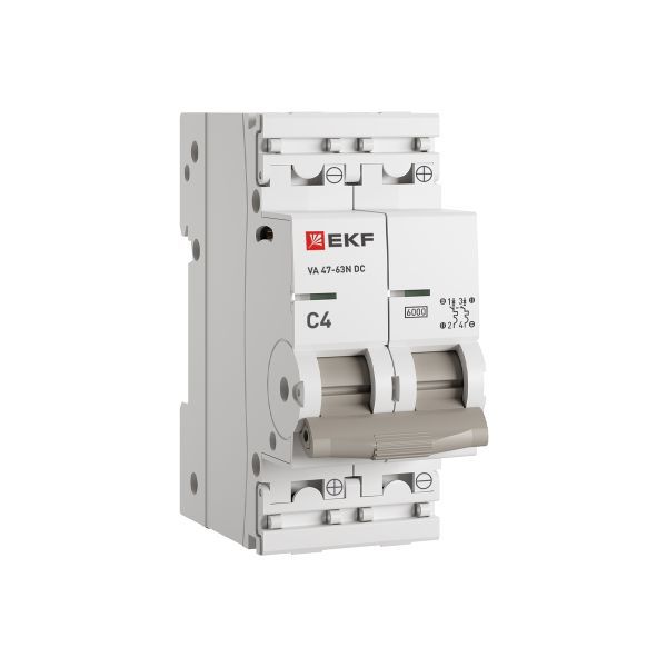 Выключатель автоматический модульный 2п С 4А 6кА ВА 47-63N DC PROxima EKF M63DC624C