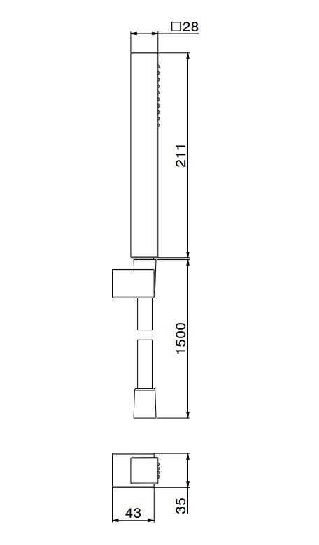 Ручной душ FUTURA с держателем для лейки и  шлангом, без выхода для подачи воды, матовый черный