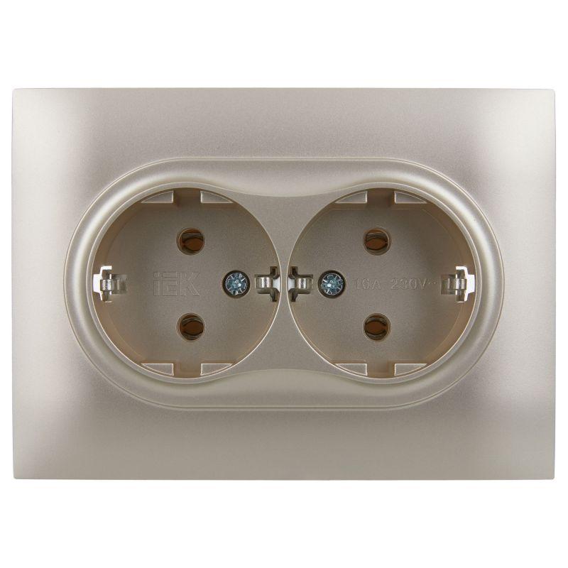 Розетка 2-м SKANDY 16А с заземл. без защ. шторок в сборе SK-R08Sh шампань IEK SK-R21-16-K37-F