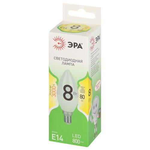 Лампа светодиодная GREEN LINE B35-8W-830-E14 GL 8Вт свеча 3000К свет тепл. E14 Эра Б0067133