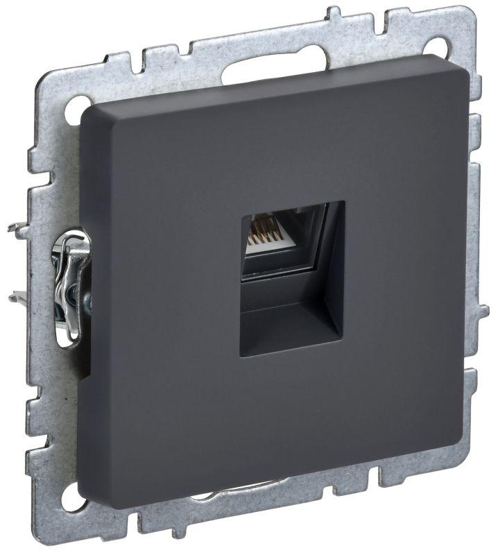 Розетка компьютерная СП RJ45 кат.6 BRITE РК11-БрГ механизм графит IEK BR-K10-2-K53
