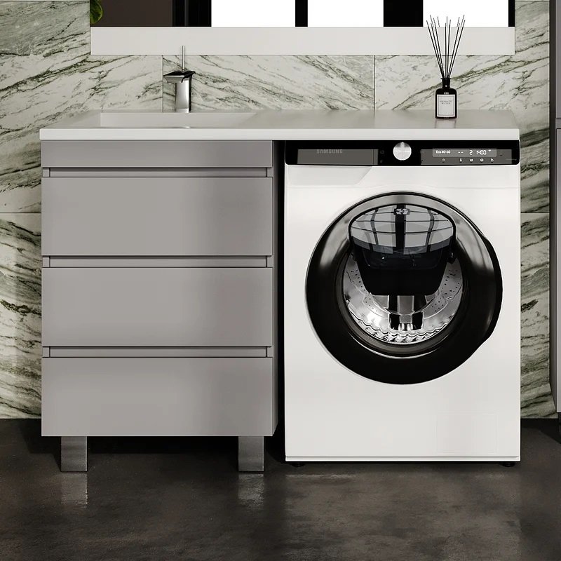 Тумба напольная "Даллас ЛЕОН 120" (3 ящ.) Люкс серая, PLUS