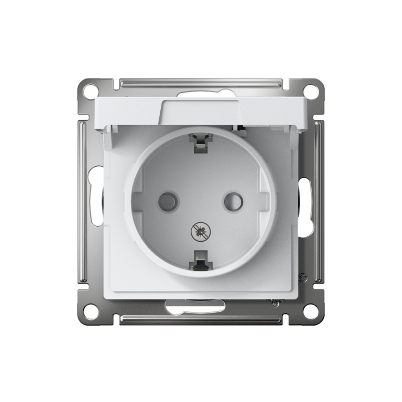 Розетка AtlasDesign 16А IP20 с заземл. защ. шторки с крышкой механизм лотос SE ATN001346
