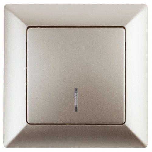 Выключатель 1-кл. СП Solo 4-102-04 10А 250В IP20 с подсветкой шампань Intro Б0053563