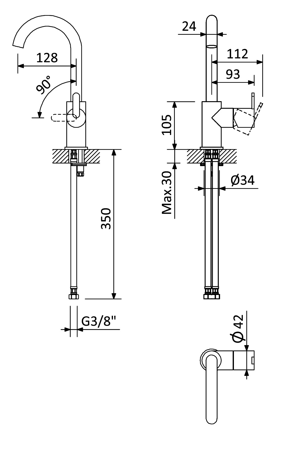 Смеситель для раковины CEZARES LEAF-LSM-A-01-W0