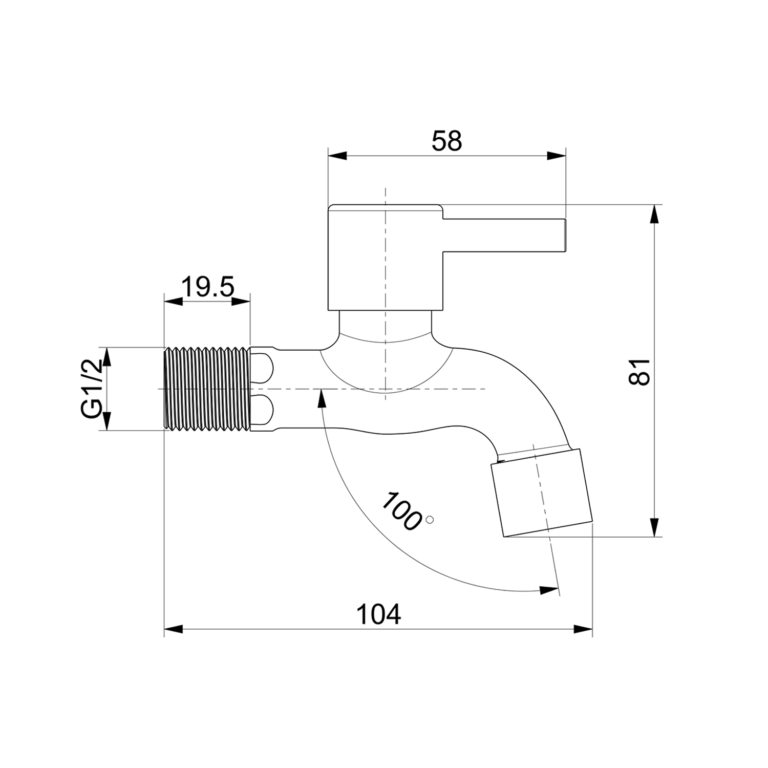 Кран водоразборный со штуцером Splenka S249.71, сатин