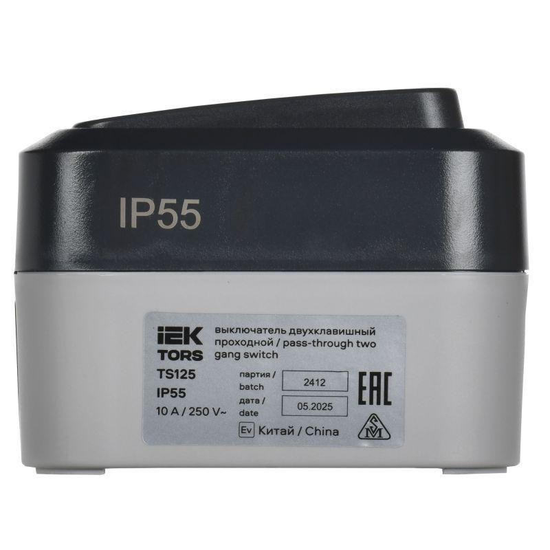 Выключатель проходной 2-кл. ОП TORS TS125 10А IP55 графит IEK TS-V22-0-10-55-K53