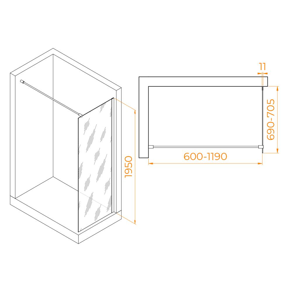Душевая перегородка RGW WA-002, 35100207-11