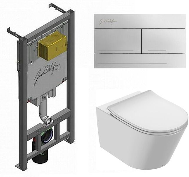Set-Bastille-CP Унитаз подвесной с крышкой + Инсталляция с клавишей хром Jacob Delafon (338192)