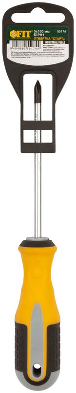 Отвертка "Старт" CrV сталь прорезиненная ручка 5х100мм РН1 FIT 55174