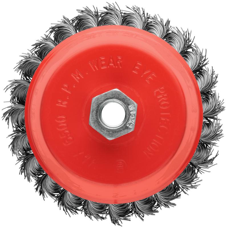 Корщетка-чашка гайка М14 стальная витая проволока 125мм блистер КУРС 39099