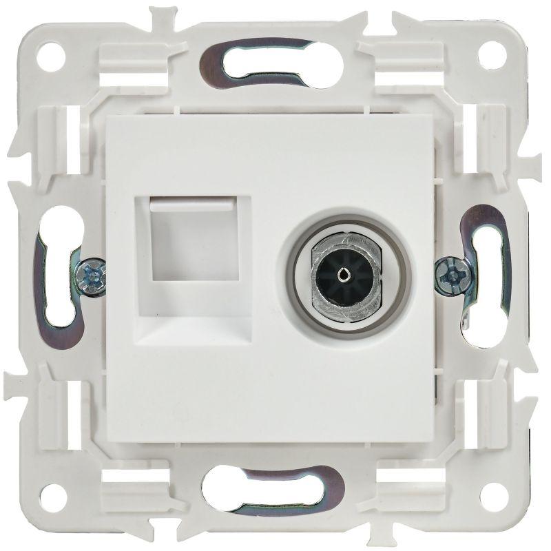 Розетка двойная TV+RJ45 кат.6E SKANDY SK-A15W арктич. бел. IEK SK-AK20-2-K01