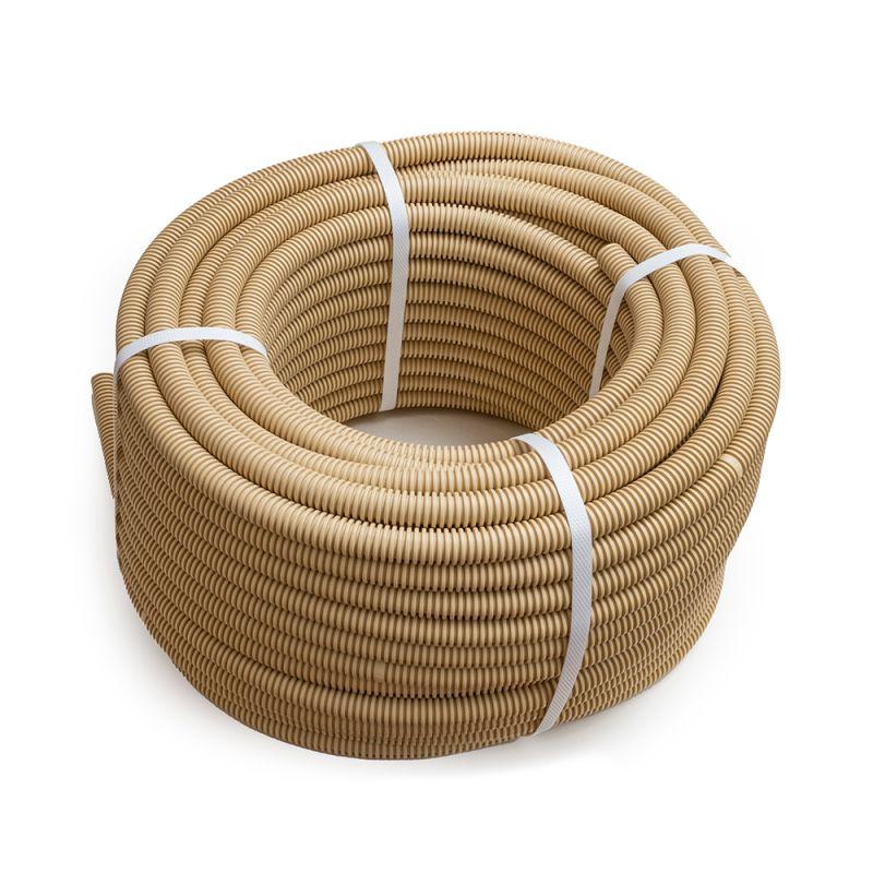 Труба гофрированная ПП легкая d16мм с протяжкой 350 Н негорюч. (НГ) стойкая к УФ сосна (уп.50м) Промрукав PR02.01184