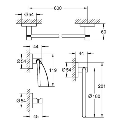 Набор аксессуаров 4 в 1 Grohe Essentials 40776001