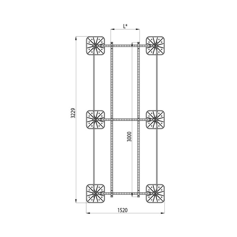 Конструкция опорная для установки оборудования TECHNORAPTOR FOOT 1200х3000 тип 1 HD КМ TR0222
