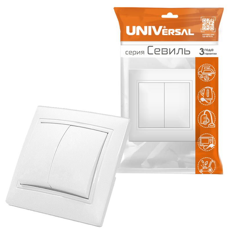 Выключатель 2-кл. СП Севиль 10А IP20 бел. UNIVersal С0023