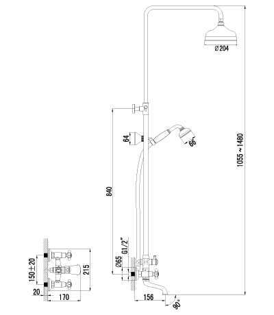 Душевая программа для ванны Lemark Vintage (LM2862B)