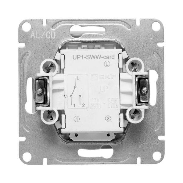 Выключатель карточный Эпика с подсветкой механизм бел. EKF UP1-SWW-card