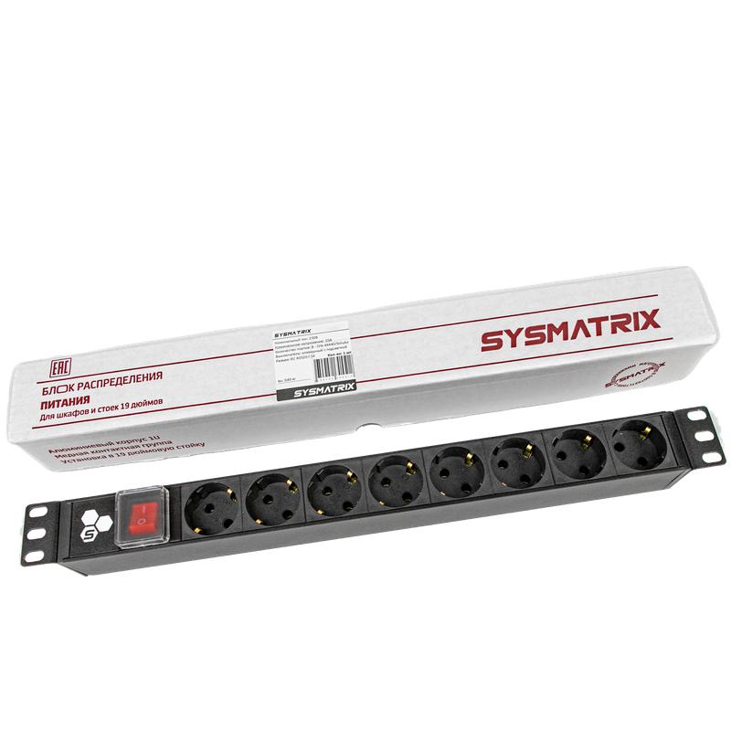Блок розеток 8-м 10А 19 PDU гнездо под шнур SYSMATRIX PD 19.08SCH-IS-1.10