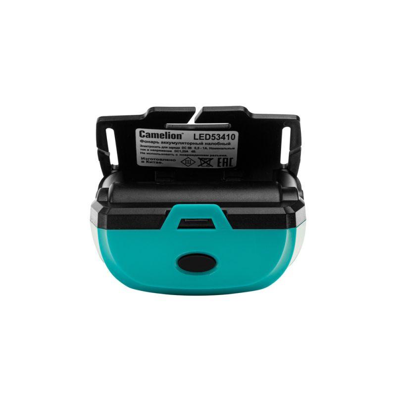 Фонарь налобный LED53410 аккум. 3.7В COB 3Вт 3 реж. 3 x AAA Type-C бокс зел. Camelion 15761