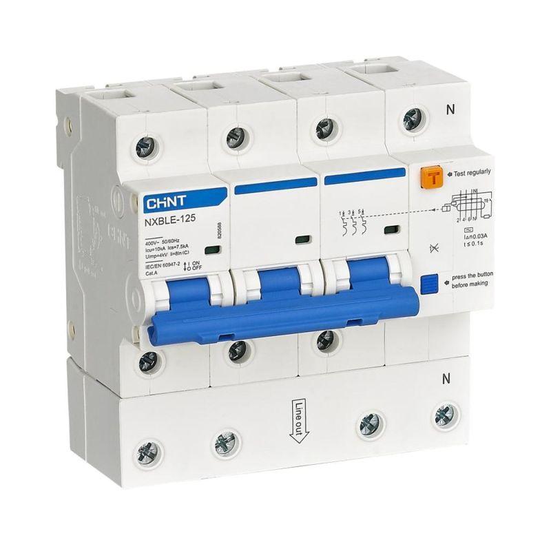 Выключатель автоматический дифференциального тока C 80А 30мА тип AC 10кА NXBLE-125 3P+N электронный (R) CHINT 820586