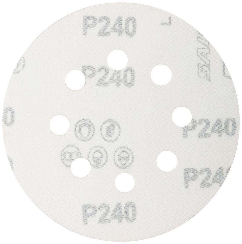 Круг шлифовальные с отверстиями (липучка) алюминий-оксидные 125мм Р 240 (уп.5шт) MOS 39839М