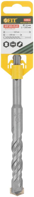 Бур по бетону SDS PLUS профи W-образная вставка двойная спираль 16х160мм FIT 32812