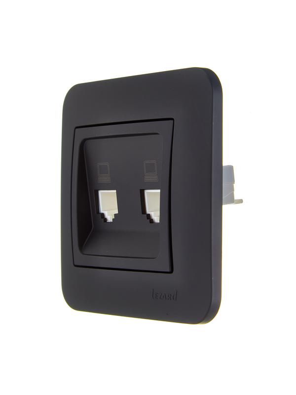 Розетка компьютерная 2-м СП ASTI IP20 RJ45 в сборе черн. бархат LEZARD 7081-4242-141