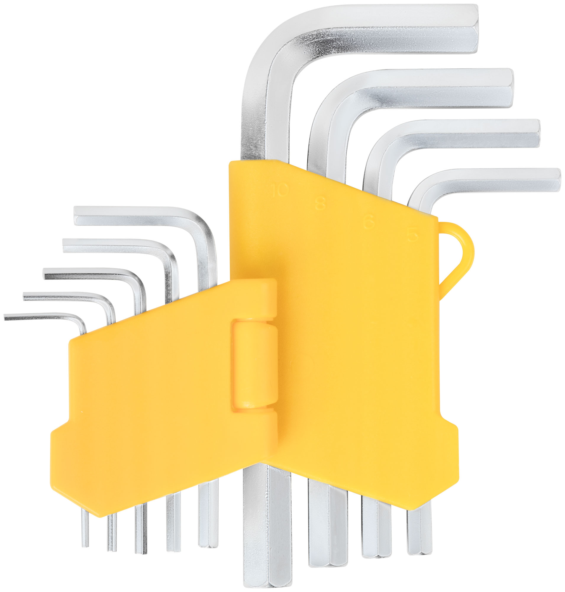 Ключи шестигранные, CrV сталь, 9 шт., 1,5-10 мм, в пластиковом держателе