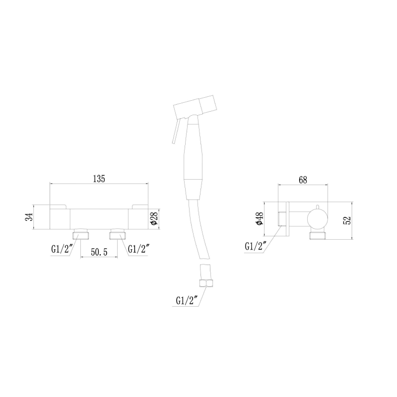Гигиенический душ без смесителя Fmark FS-FXQ01Q, графит