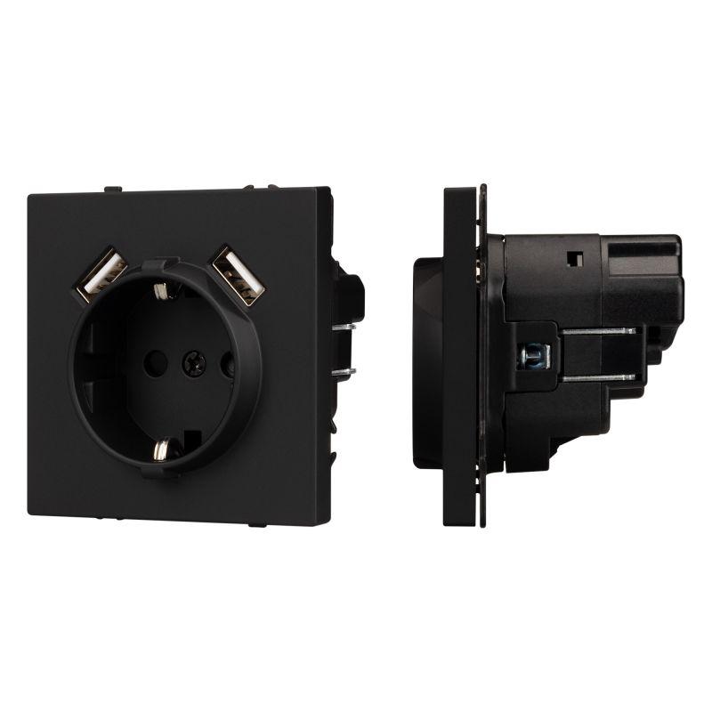 Механизм розетки с USB зарядкой SCT-NOBE-MUAA-SFPL-BK 230В 16А Arlight 054289