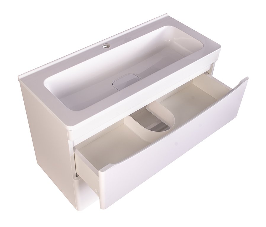 Тумба подвесная "Бергамо мини 80" (2 ящ.) Люкс антискрейтч белый, PLUS