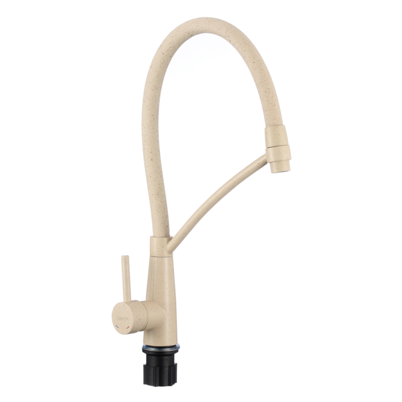 Смеситель для кухни с гибким изливом Fmark FS8255-Y, бежевый